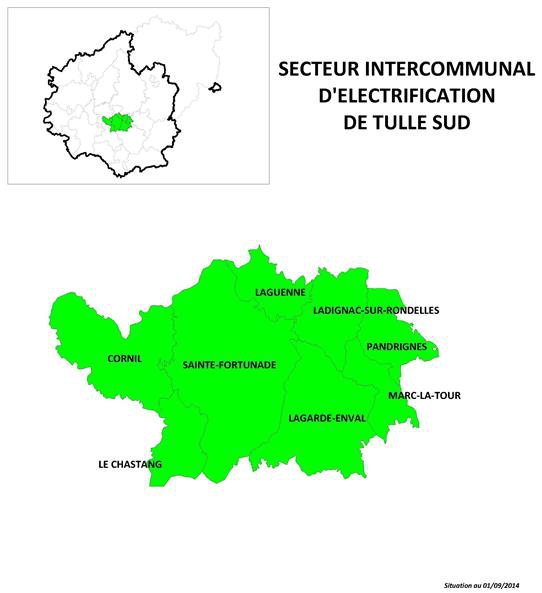 Carte secteur d'énergie de Tulle Sud